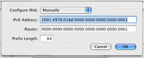 IPv6 System Preferences